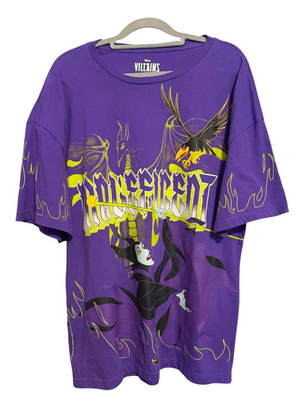 Official Disney Parks Villains Maleficent Purple Flame Graphic Tee Shirt Size L